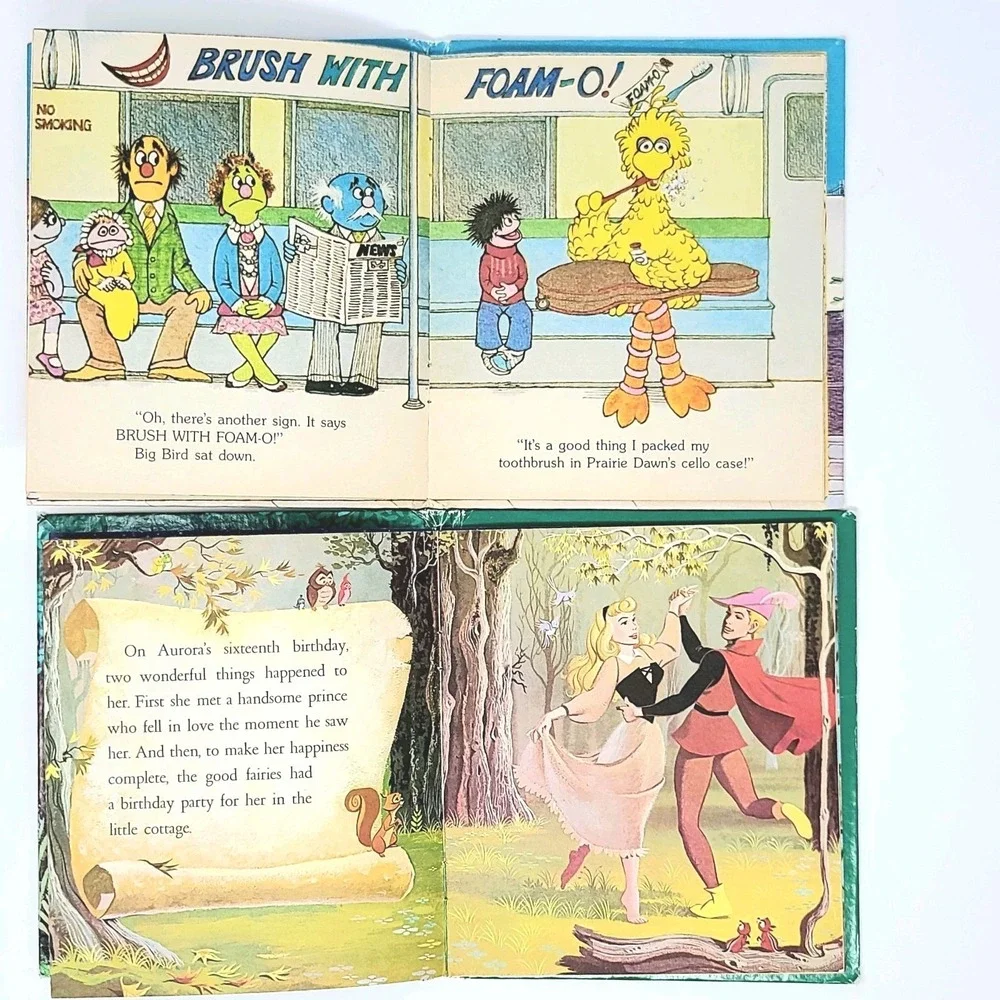 VTG Golden Tell A Tale Books Big Bird Follows Signs & Sleeping Beauty